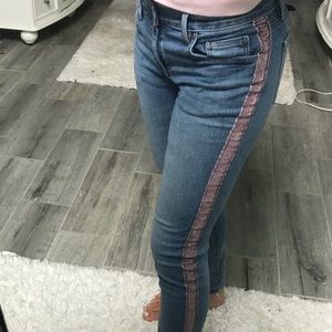 Jeans Pink Velvet Stripe